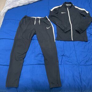 Nike Dri-FIT Tracksuit Set - Size Small - Black with White Trim